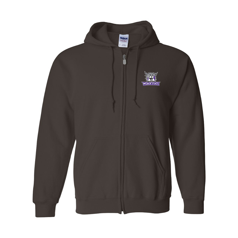 Men's Weber State Wildcats Gildan  Heavy Blend Full Zip Hooded Sweatshirt